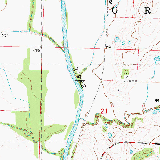 Topographic Map of Bowman Branch, MO