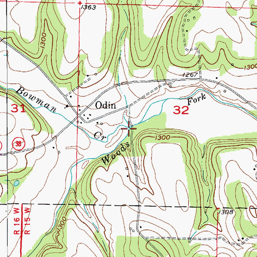 Topographic Map of Bowman Creek, MO
