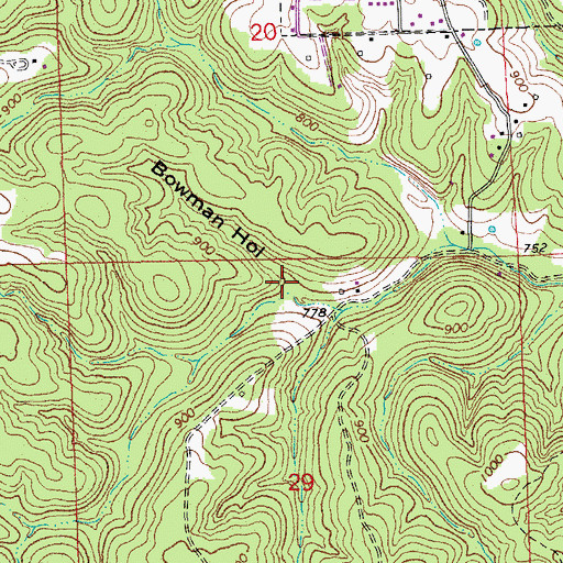 Topographic Map of Bowman Hollow, MO