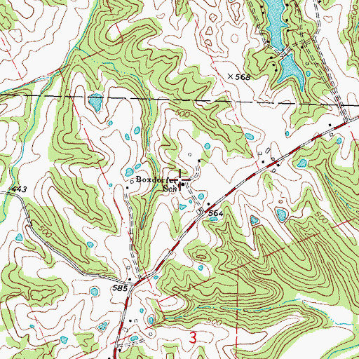 Topographic Map of Boxdorfer School, MO