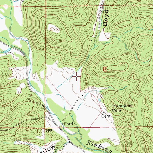 Topographic Map of Boyd Hollow, MO