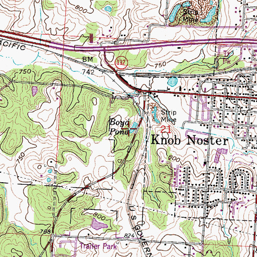Topographic Map of Boyd Pond, MO