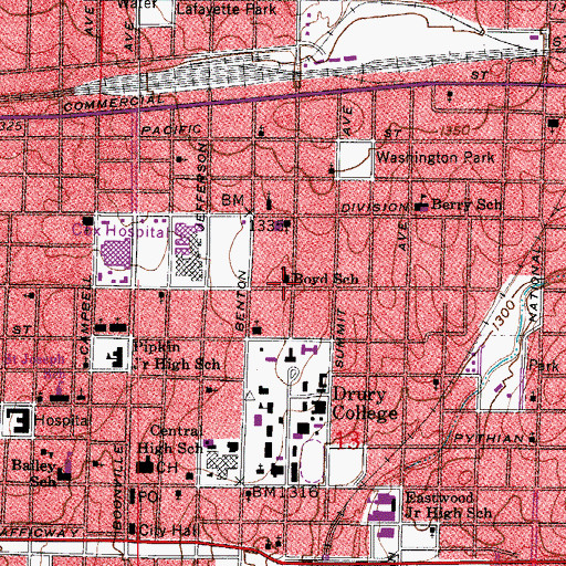 Topographic Map of Boyd School, MO