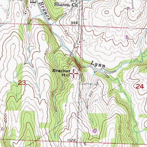 Topographic Map of Bracket Hill, MO