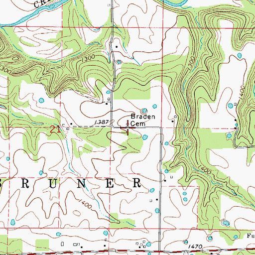 Topographic Map of Braden Cemetery, MO