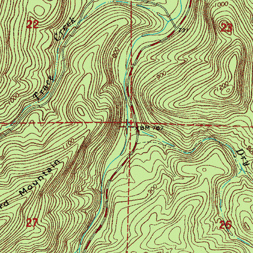 Topographic Map of Dry Run Creek, AR