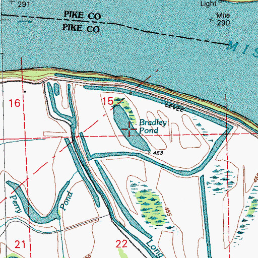 Topographic Map of Bradley Pond, MO