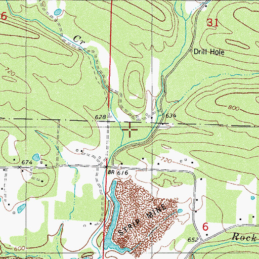 Topographic Map of Dry Spadra Creek, AR