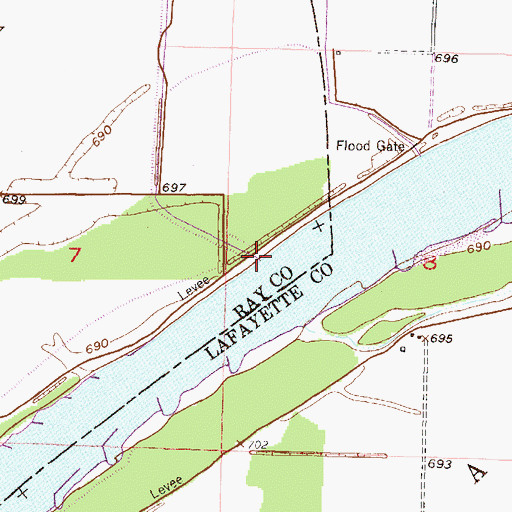 Topographic Map of Brady Creek, MO