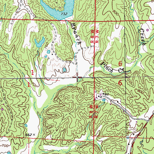Topographic Map of Bragg Branch, MO