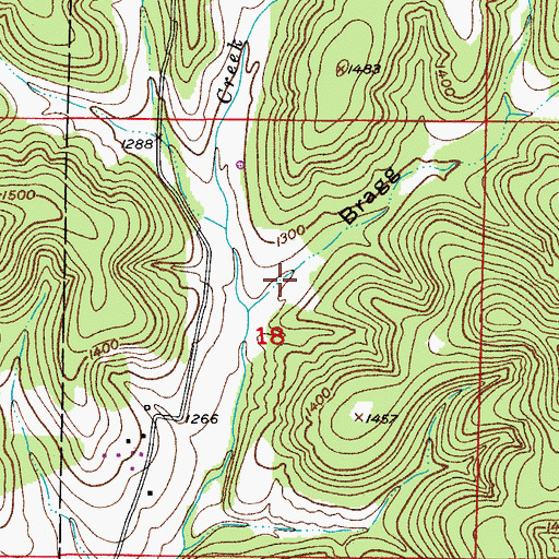 Topographic Map of Bragg Hollow, MO