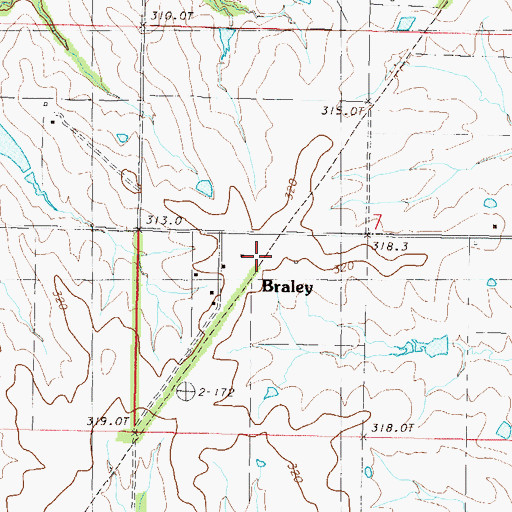 Topographic Map of Braley, MO