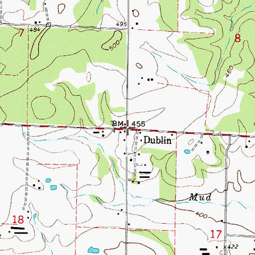 Topographic Map of Dublin, AR