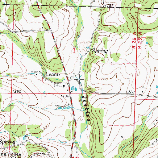 Topographic Map of Brantley Branch, MO