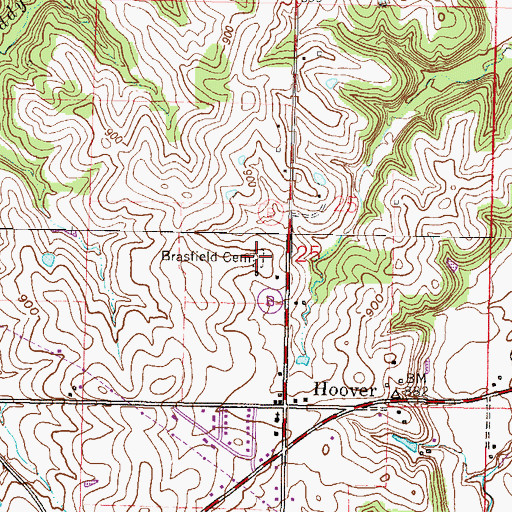 Topographic Map of Brasfield Cemetery, MO