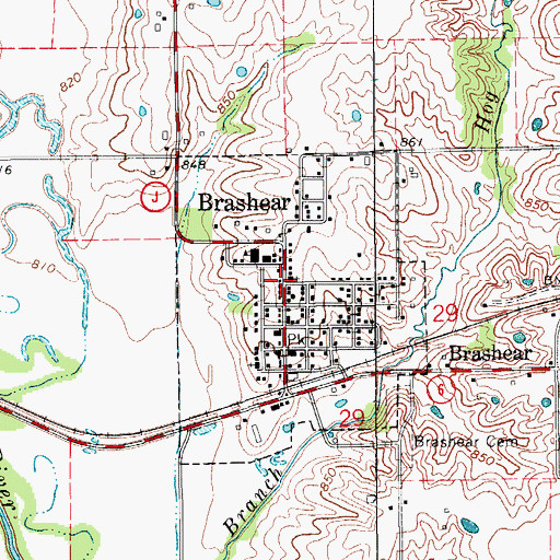 Topographic Map of Brashear, MO