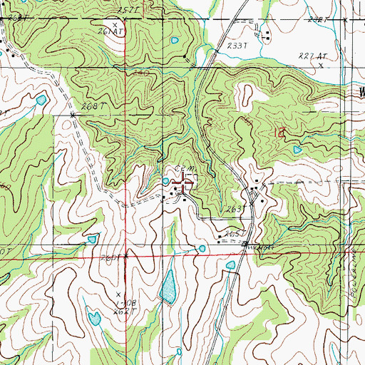 Topographic Map of Bratton Cemetery, MO