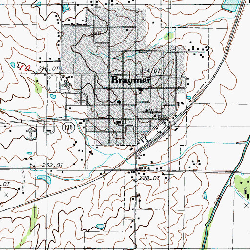 Topographic Map of Braymer, MO