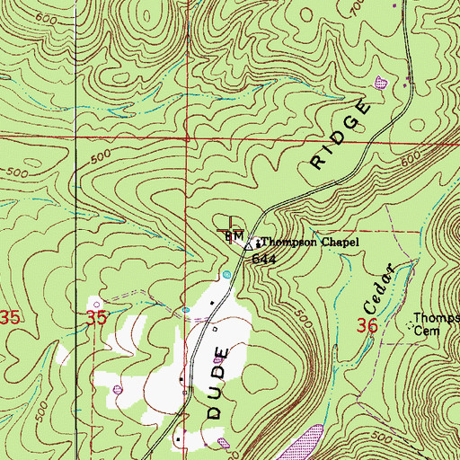 Topographic Map of Dude Ridge, AR