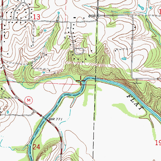 Topographic Map of Breakfast Branch, MO