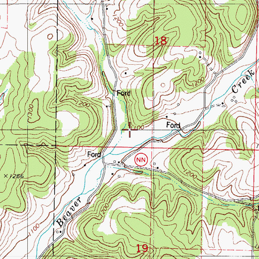 Topographic Map of Breeden Creek, MO