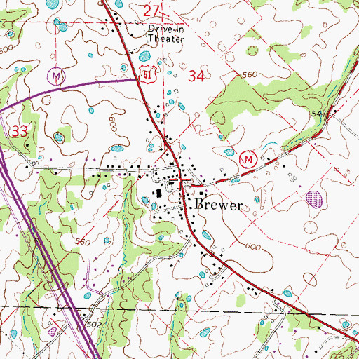 Topographic Map of Brewer, MO