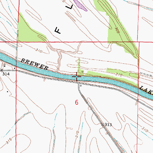 Topographic Map of Brewer Lake, MO