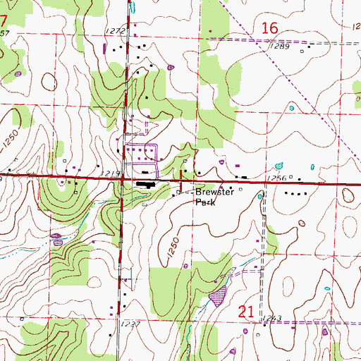 Topographic Map of Brewster Park, MO