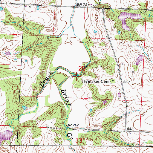Topographic Map of Briar Creek, MO
