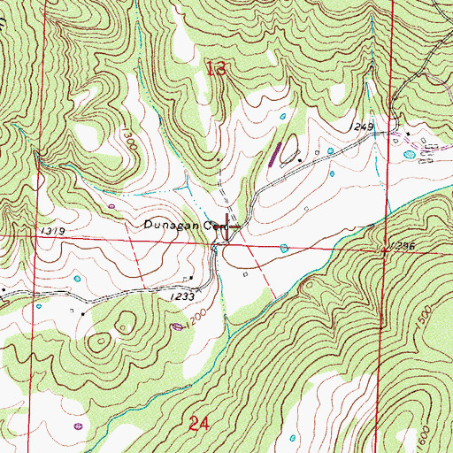 Topographic Map of Dunagan Cemetery, AR