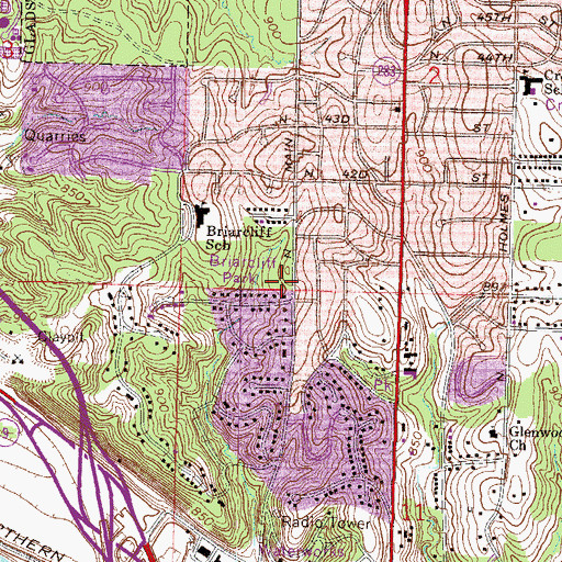 Topographic Map of Briarcliff Park, MO