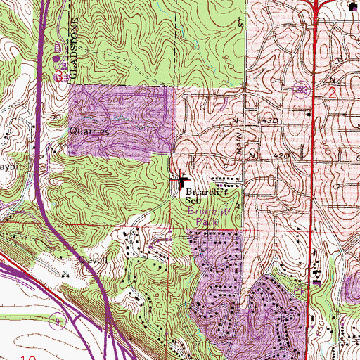 Topographic Map of Briarcliff Elementary School, MO