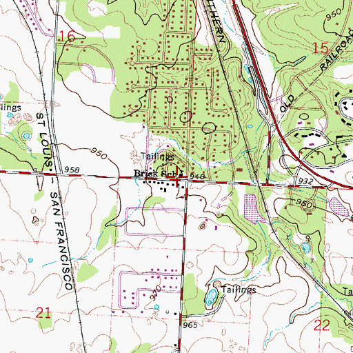 Topographic Map of Brick School (historical), MO