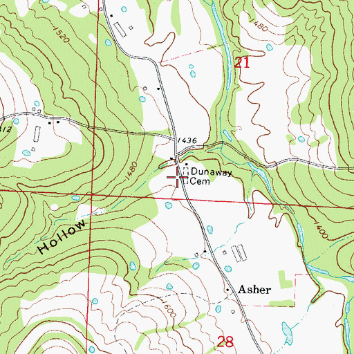 Topographic Map of Dunaway Cemetery, AR