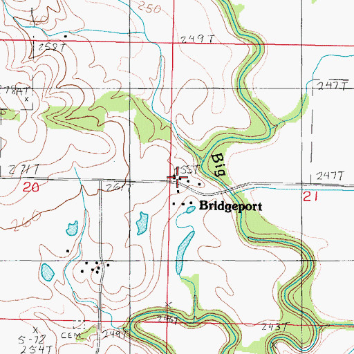 Topographic Map of Bridgeport Church, MO