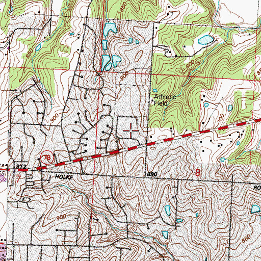 Topographic Map of James Bridger Middle School, MO