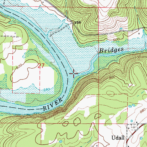 Topographic Map of Bridges Creek, MO