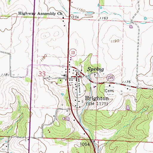 Topographic Map of Brighton, MO