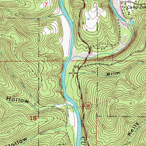Topographic Map of Brim Hollow, MO