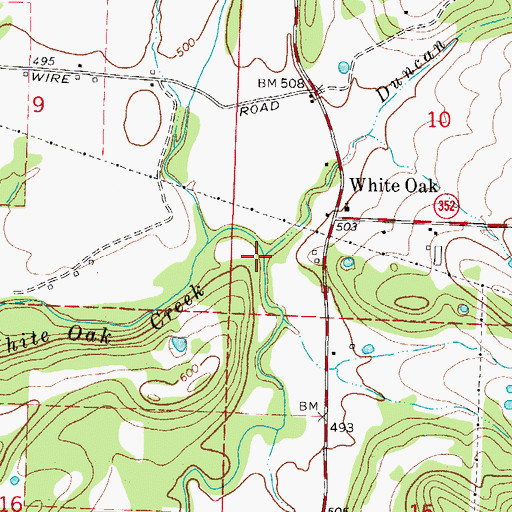 Topographic Map of Duncan Branch, AR