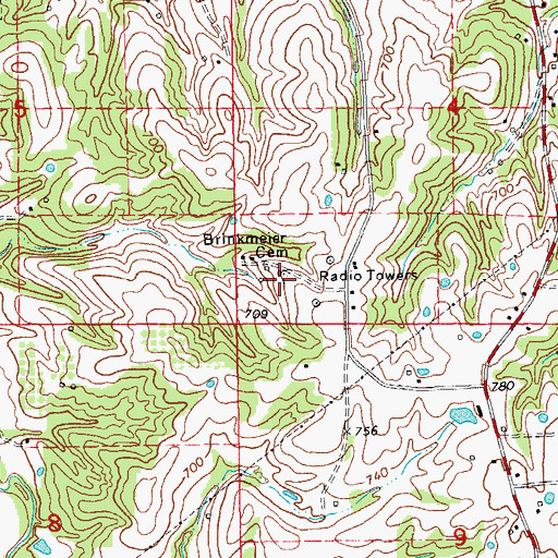 Topographic Map of Brinkmeier Cemetery, MO