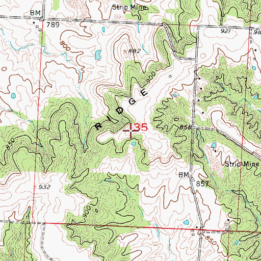 Topographic Map of Bristle Ridge, MO