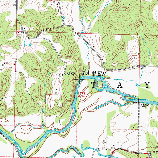Topographic Map of Broad Creek, MO