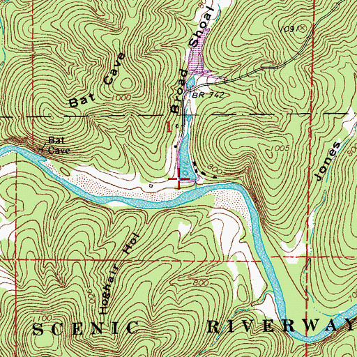 Topographic Map of Broad Shoal Hollow, MO