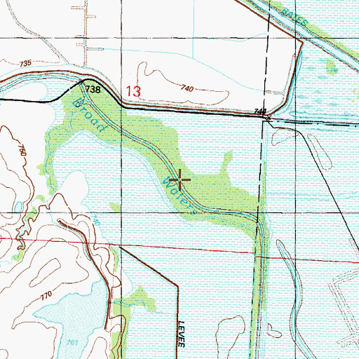 Topographic Map of Broad Waters Muddy Creek, MO