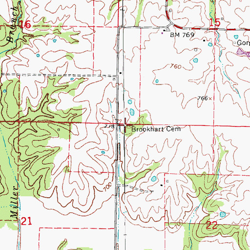 Topographic Map of Brookhart Cemetery, MO