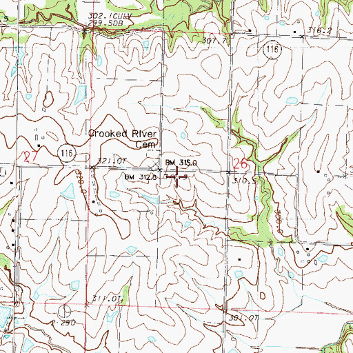 Topographic Map of Brooking School (historical), MO