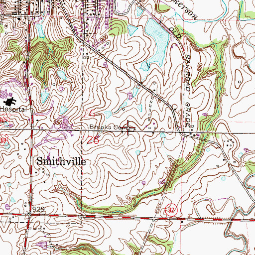 Topographic Map of Brooks Cemetery, MO
