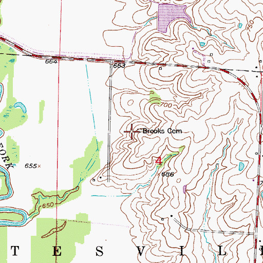 Topographic Map of Brooks Cemetery, MO