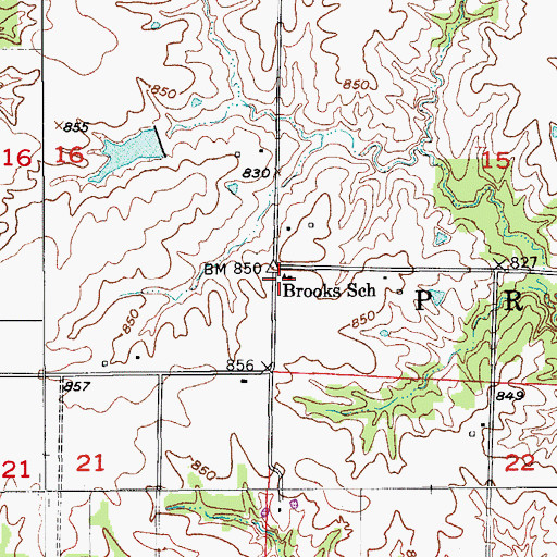 Topographic Map of Brooks School (historical), MO